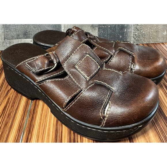 MIA Shoes - MIA Womens‎ 8.5 Brown Leather Fisherman Clog Sandals Wedge Platform Brazil